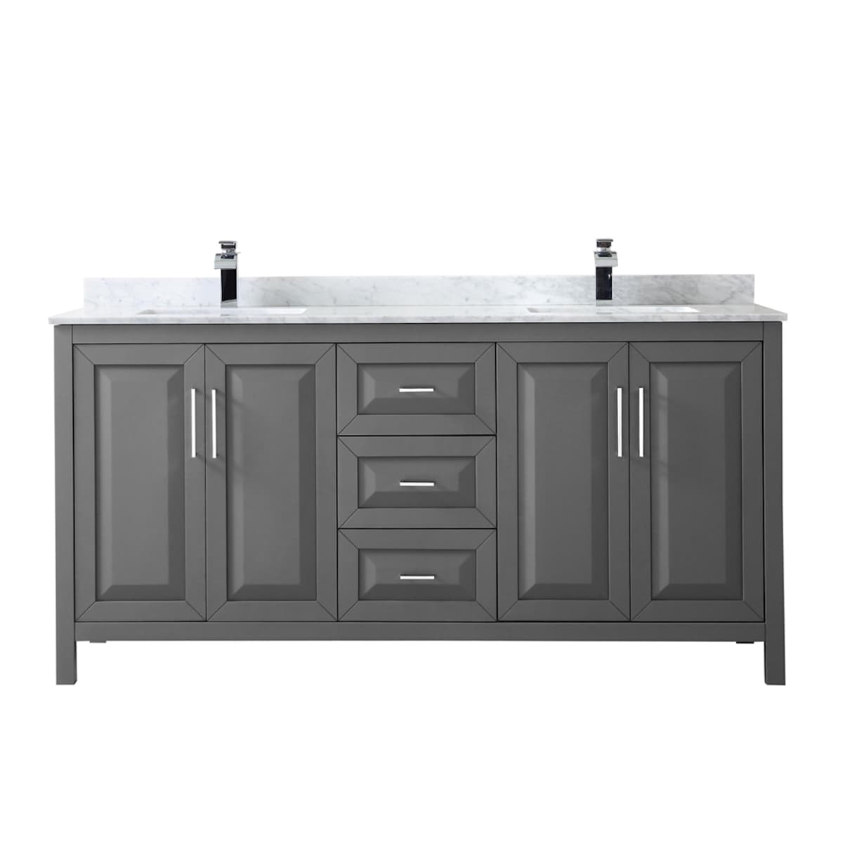 Daria 72" Free Standing Double Vanity Set with MDF Cabinet, Marble Vanity Top, and 2 Undermount Sinks