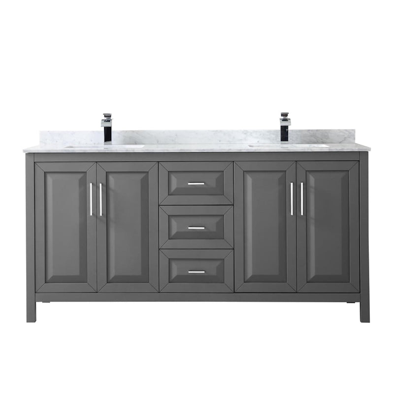 Daria 72" Free Standing Double Vanity Set with MDF Cabinet, Marble Vanity Top, and 2 Undermount Sinks - image 9