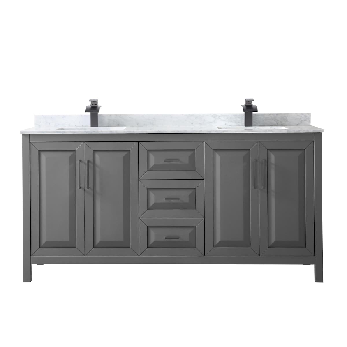 Daria 72" Free Standing Double Vanity Set with MDF Cabinet, Marble Vanity Top, and 2 Undermount Sinks