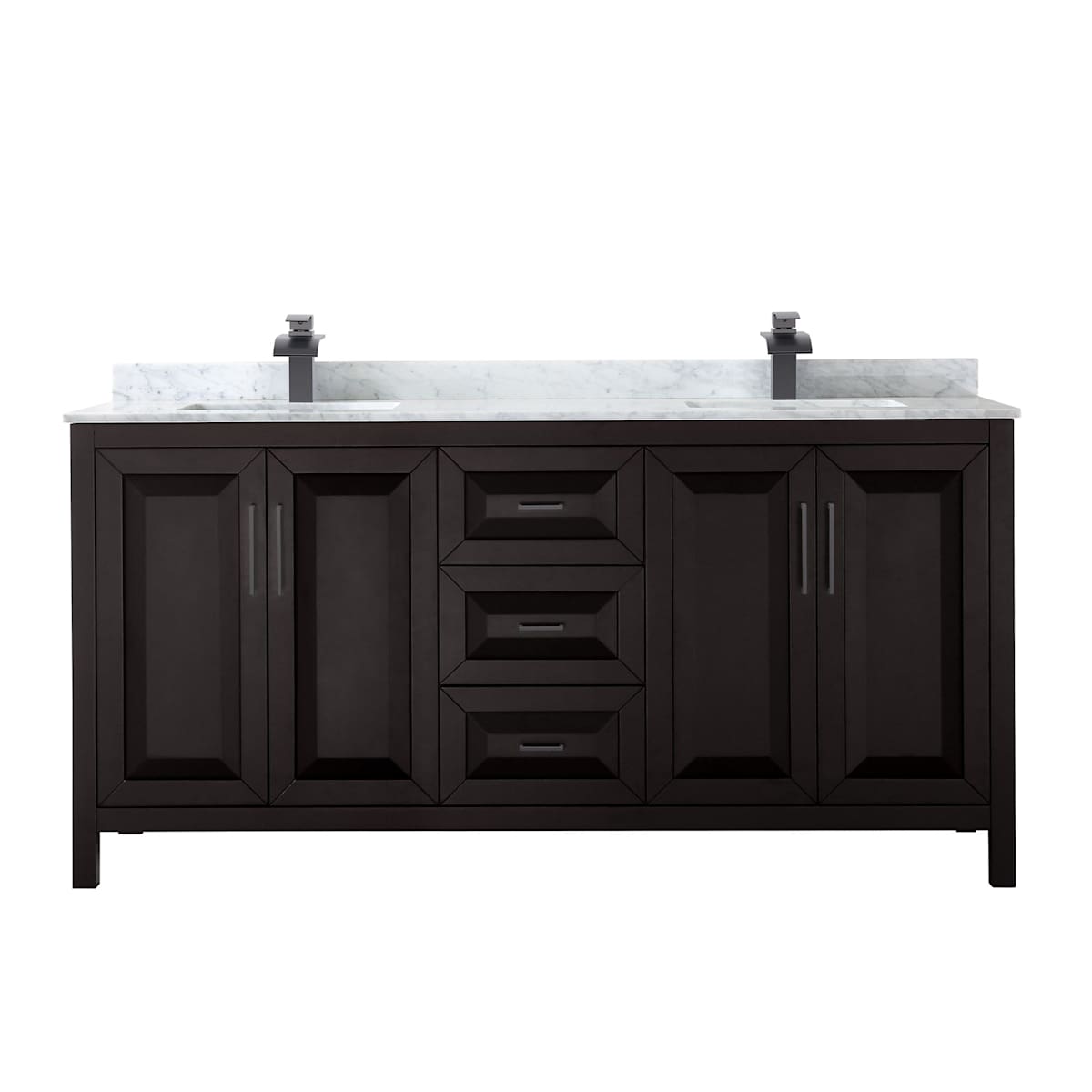 Daria 72" Free Standing Double Vanity Set with MDF Cabinet, Marble Vanity Top, and 2 Undermount Sinks