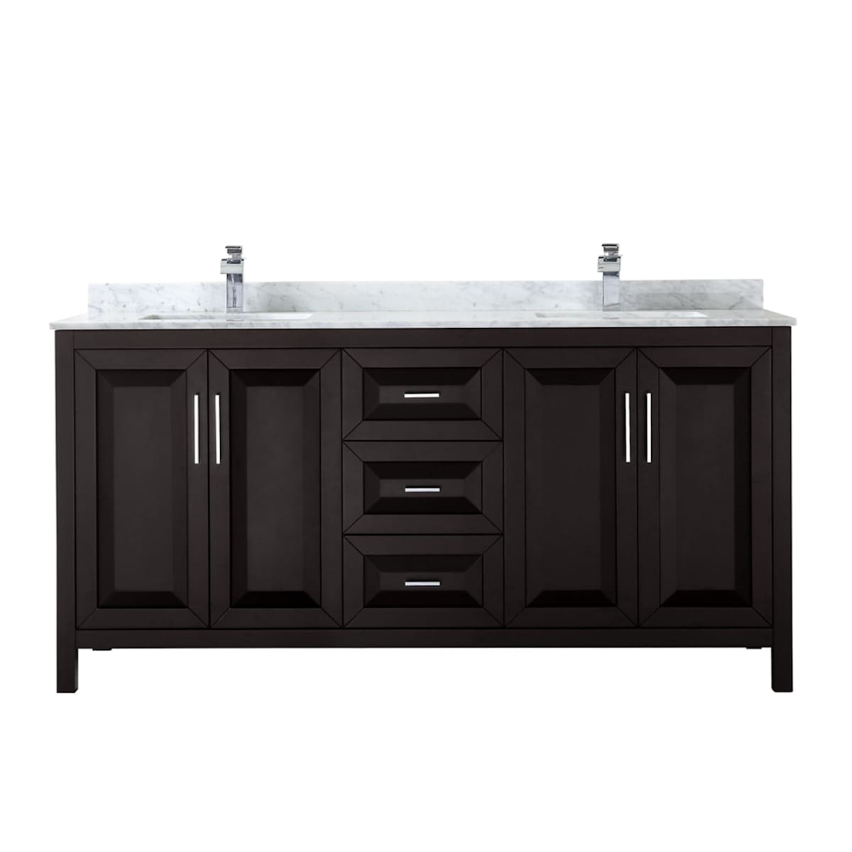 Daria 72" Free Standing Double Vanity Set with MDF Cabinet, Marble Vanity Top, and 2 Undermount Sinks
