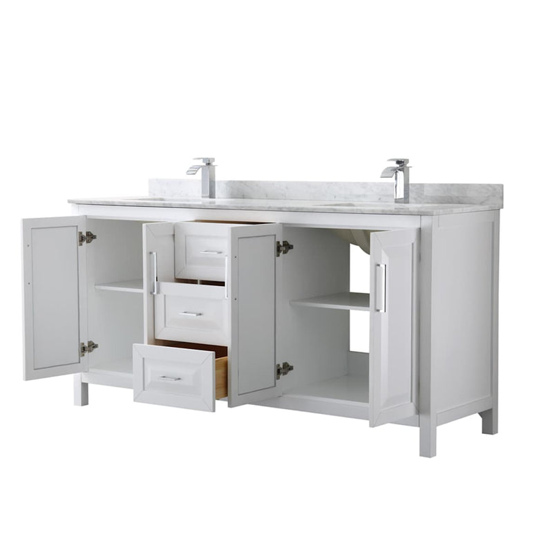 Daria 72" Free Standing Double Vanity Set with MDF Cabinet, Marble Vanity Top, and 2 Undermount Sinks - image 14