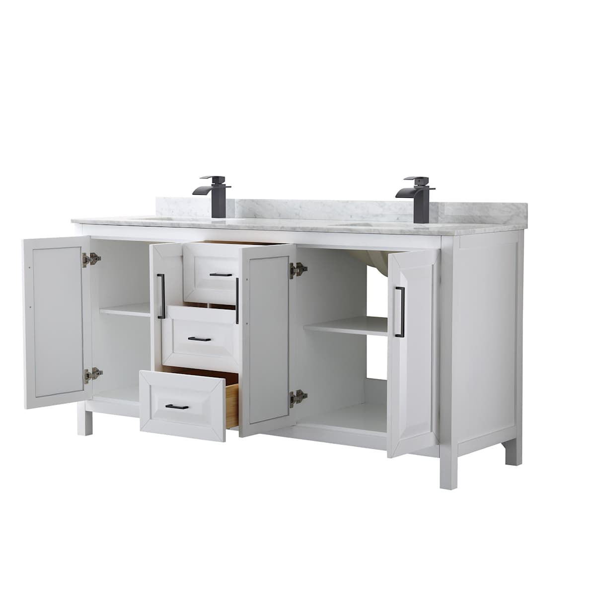 Daria 72" Free Standing Double Vanity Set with MDF Cabinet, Marble Vanity Top, and 2 Undermount Sinks - image 16