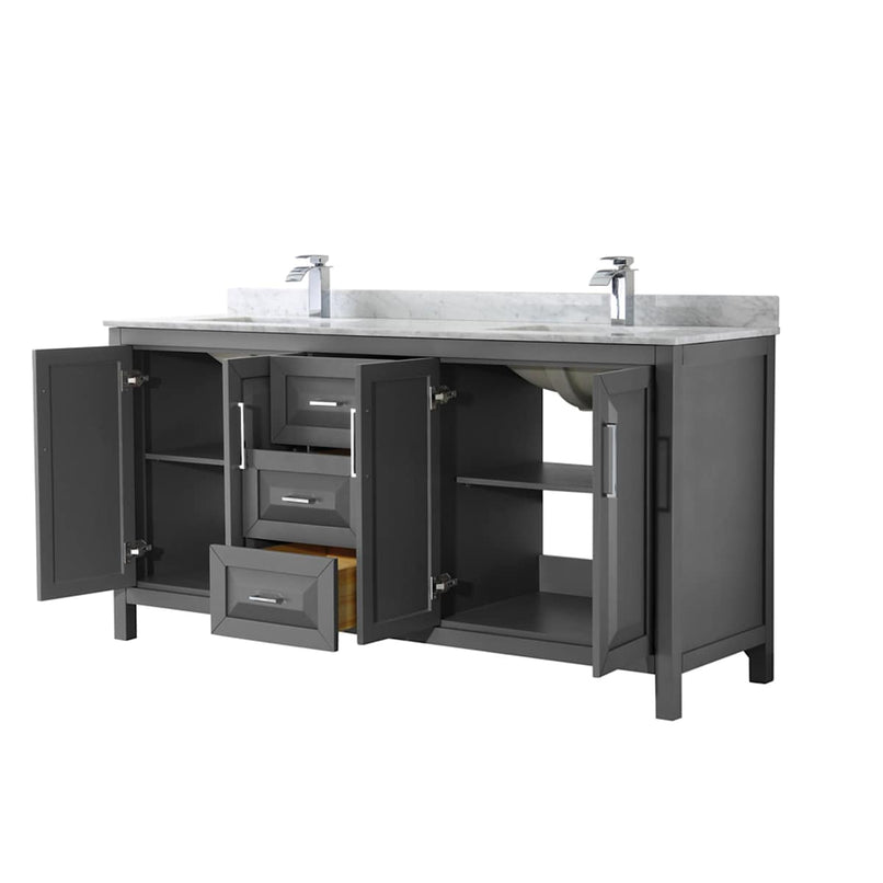 Daria 72" Free Standing Double Vanity Set with MDF Cabinet, Marble Vanity Top, and 2 Undermount Sinks - image 17