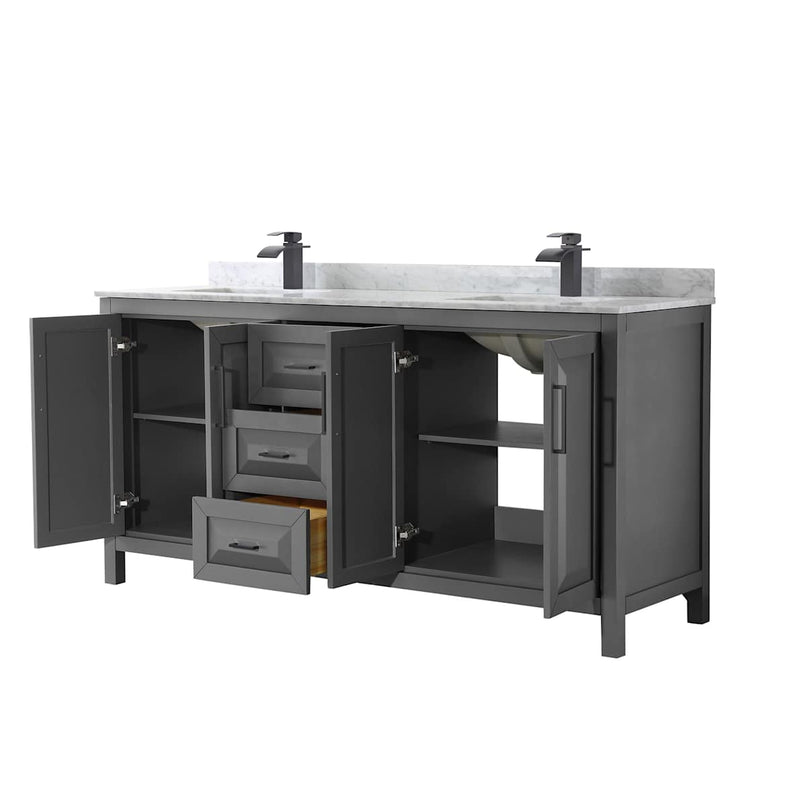 Daria 72" Free Standing Double Vanity Set with MDF Cabinet, Marble Vanity Top, and 2 Undermount Sinks - image 18