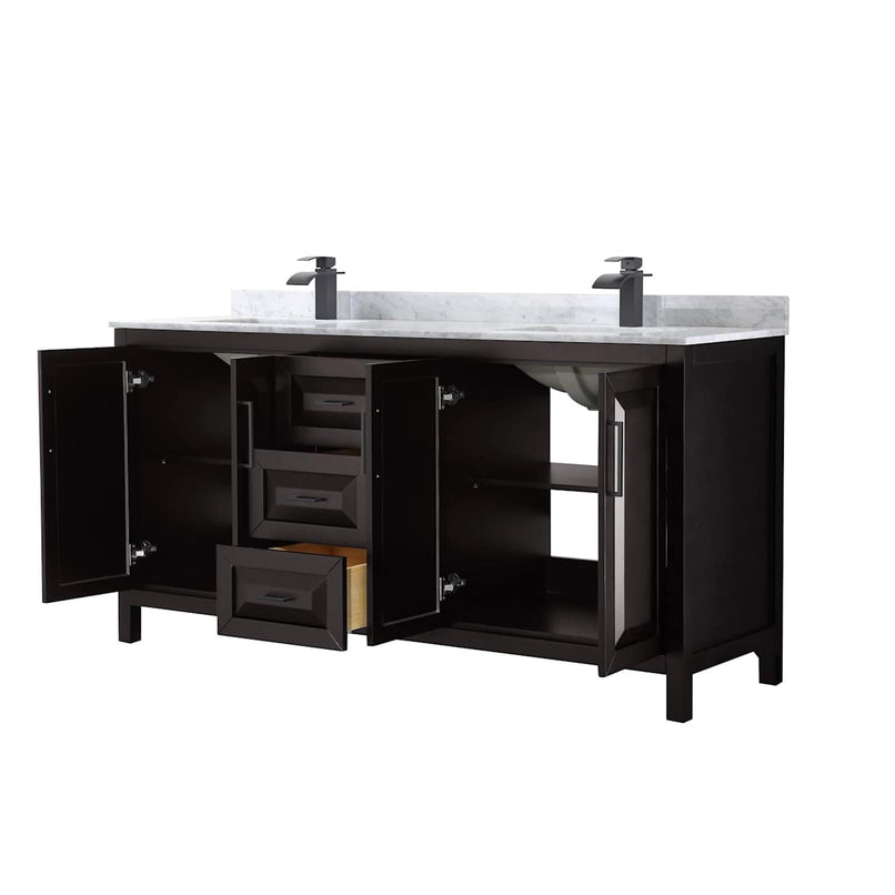 Daria 72" Free Standing Double Vanity Set with MDF Cabinet, Marble Vanity Top, and 2 Undermount Sinks - image 19