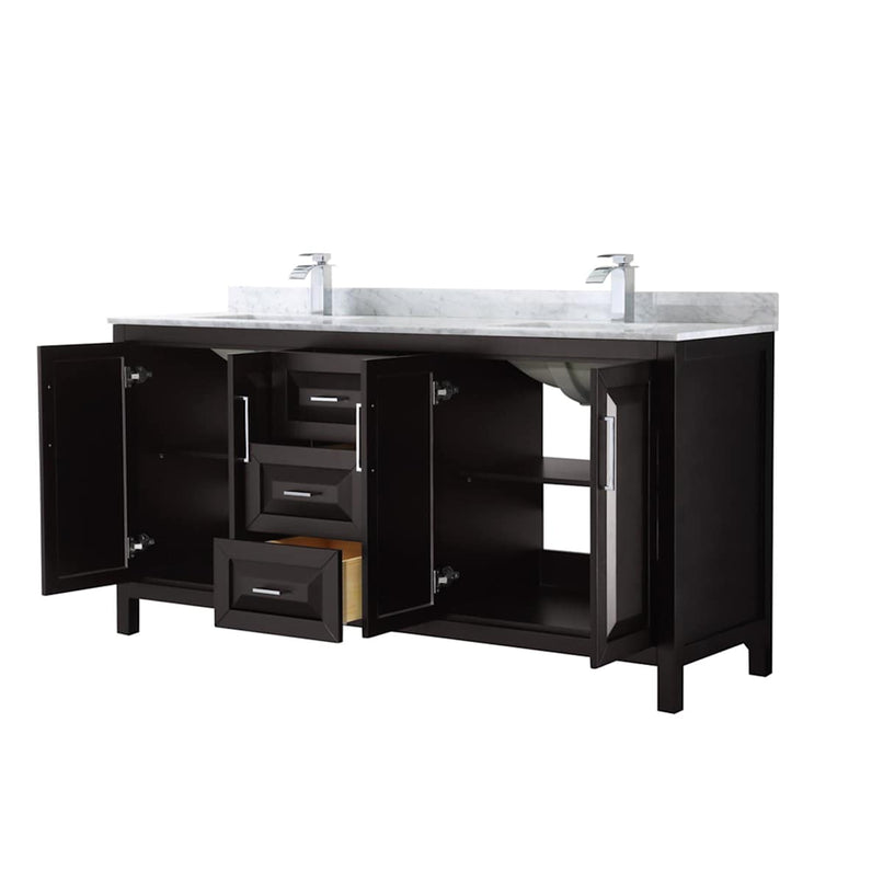 Daria 72" Free Standing Double Vanity Set with MDF Cabinet, Marble Vanity Top, and 2 Undermount Sinks - image 20