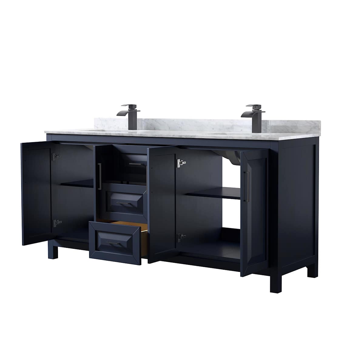 Daria 72" Free Standing Double Vanity Set with MDF Cabinet, Marble Vanity Top, and 2 Undermount Sinks - image 21