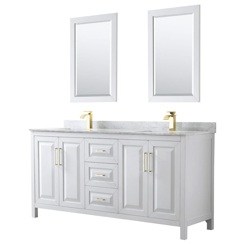 Daria 72" Free Standing Double Vanity Set with MDF Cabinet, Marble Vanity Top, 2 Undermount Sinks, and 2 Framed Mirrors - image 1