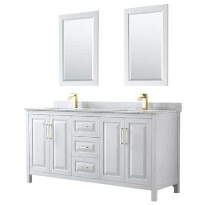 Daria 72" Free Standing Double Vanity Set with MDF Cabinet, Marble Vanity Top, 2 Undermount Sinks, and 2 Framed Mirrors - image 1