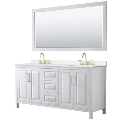 Daria 72" Free Standing Double Basin Vanity Set with Cabinet, Quartz Vanity Top, and Framed Mirror - image 1