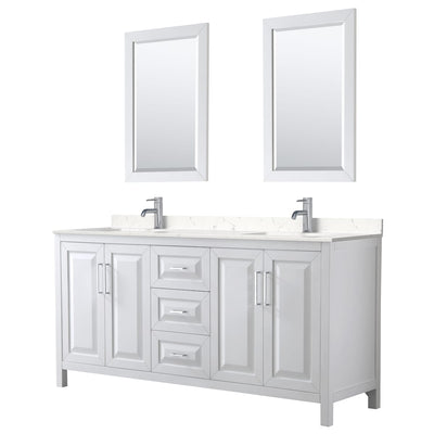 Daria 72" Free Standing Double Basin Vanity Set with Cabinet, Cultured Marble Vanity Top, and Framed Mirror - image 1