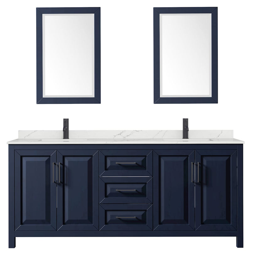 Daria 80" Free Standing Double Basin Vanity Set with Cabinet, Quartz Vanity Top, and Framed Mirror - image 3