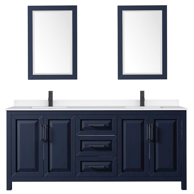Daria 80" Free Standing Double Basin Vanity Set with Cabinet, Quartz Vanity Top, and Framed Mirror - image 8