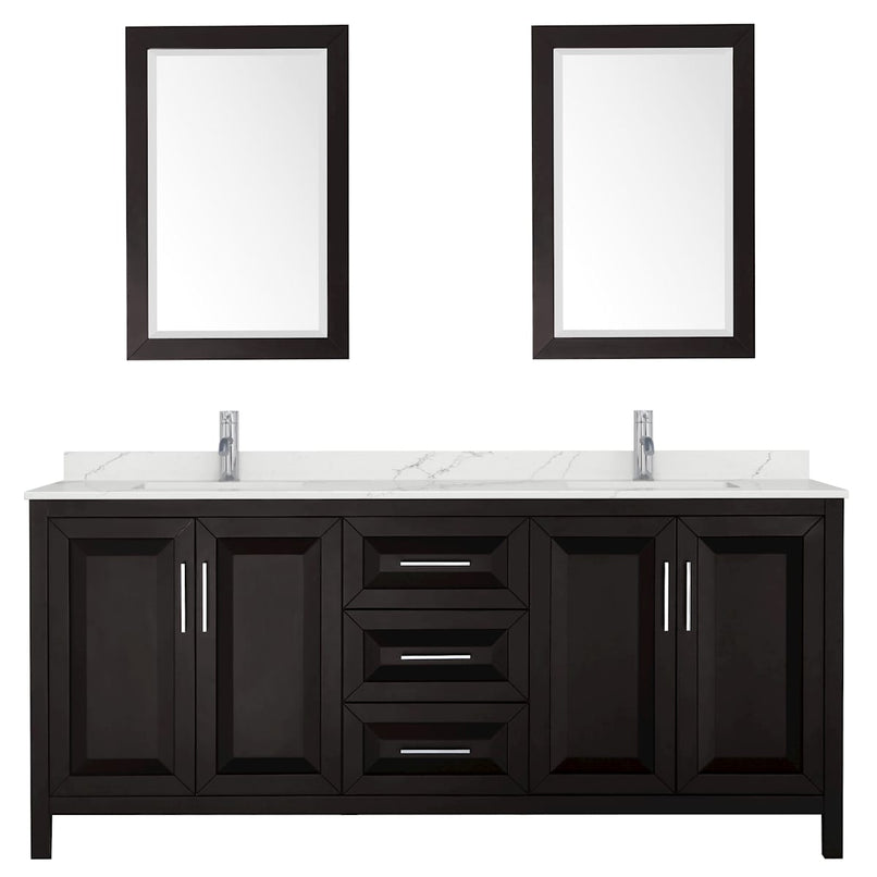 Daria 80" Free Standing Double Basin Vanity Set with Cabinet, Quartz Vanity Top, and Framed Mirror - image 9