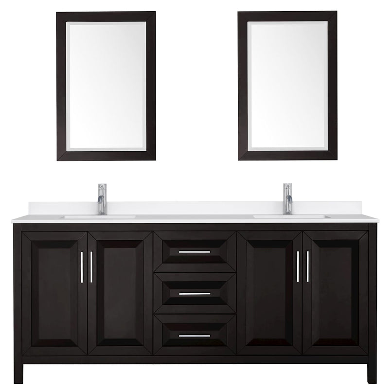 Daria 80" Free Standing Double Basin Vanity Set with Cabinet, Quartz Vanity Top, and Framed Mirror - image 11