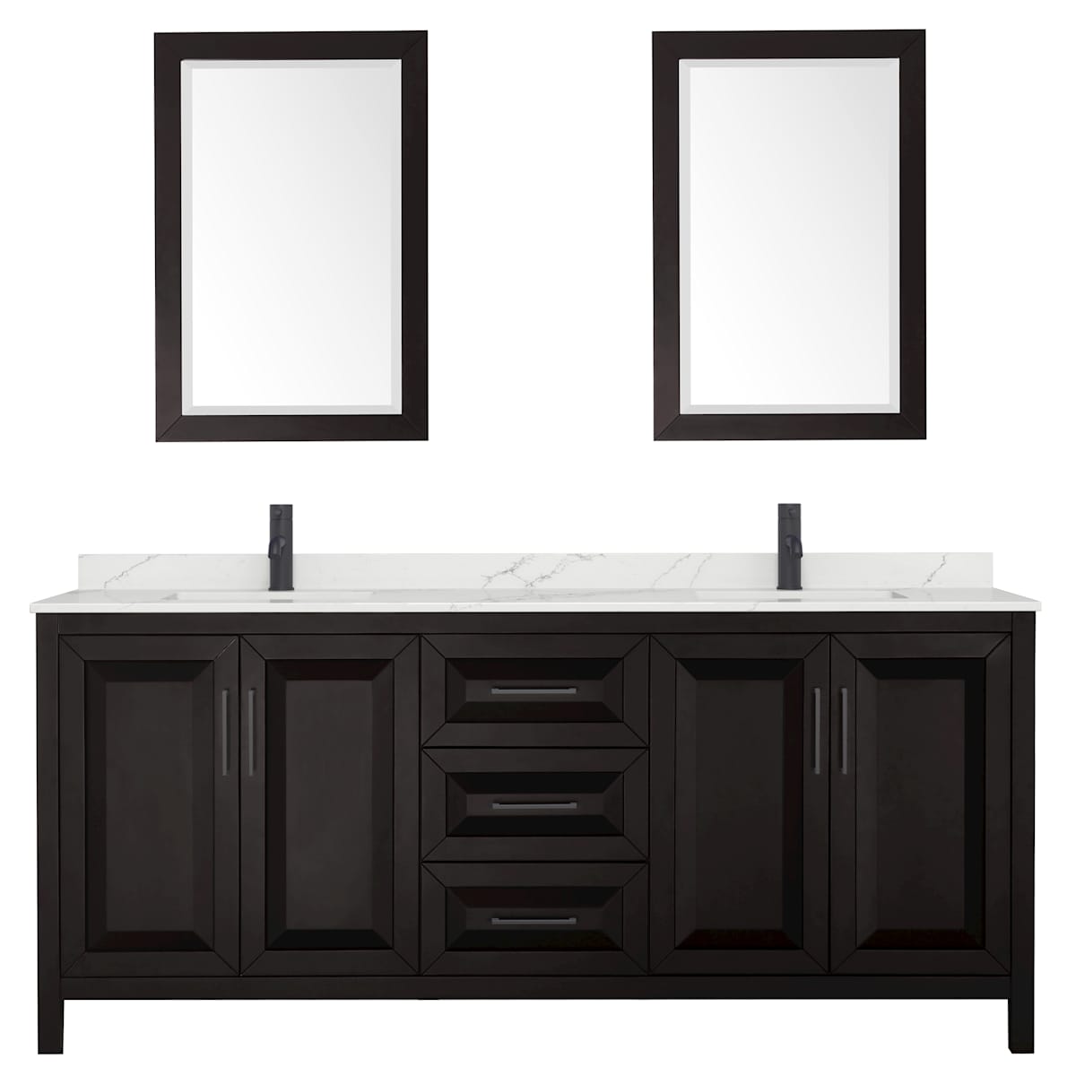 Daria 80" Free Standing Double Basin Vanity Set with Cabinet, Quartz Vanity Top, and Framed Mirror - image 12