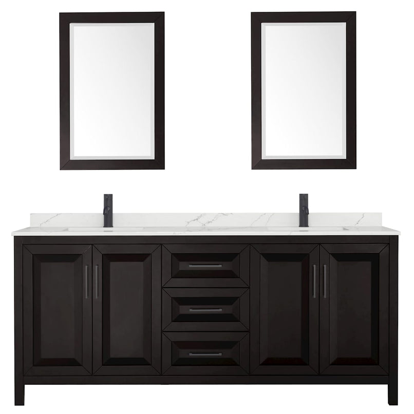 Daria 80" Free Standing Double Basin Vanity Set with Cabinet, Quartz Vanity Top, and Framed Mirror - image 12