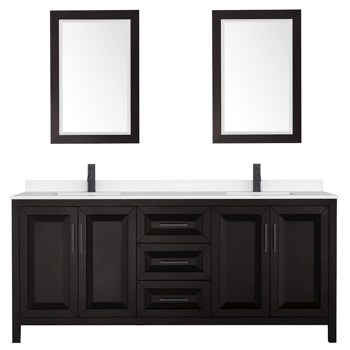 Daria 80" Free Standing Double Basin Vanity Set with Cabinet, Quartz Vanity Top, and Framed Mirror - image 13