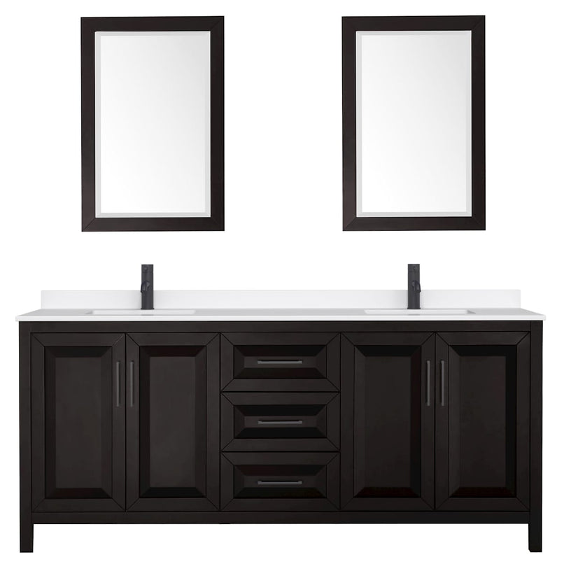 Daria 80" Free Standing Double Basin Vanity Set with Cabinet, Quartz Vanity Top, and Framed Mirror - image 13