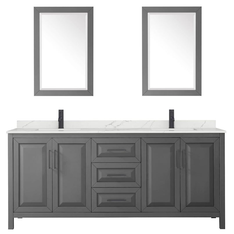 Daria 80" Free Standing Double Basin Vanity Set with Cabinet, Quartz Vanity Top, and Framed Mirror - image 14