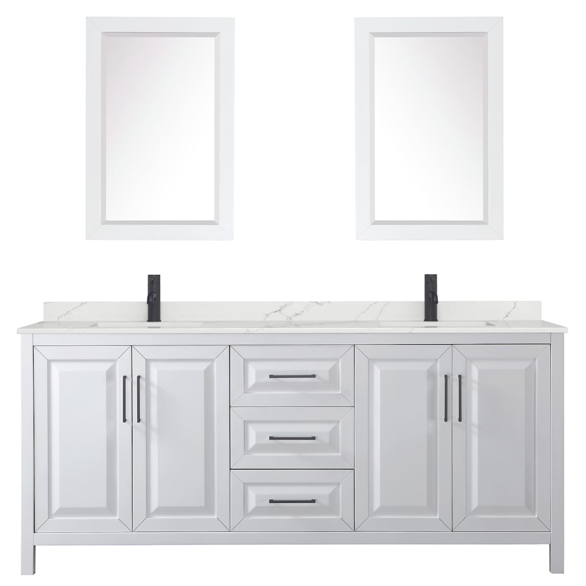 Daria 80" Free Standing Double Basin Vanity Set with Cabinet, Quartz Vanity Top, and Framed Mirror - image 17