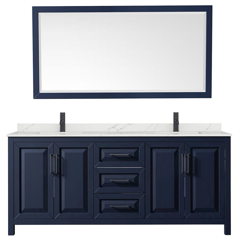 Daria 80" Free Standing Double Basin Vanity Set with Cabinet, Quartz Vanity Top, and Framed Mirror - image 3