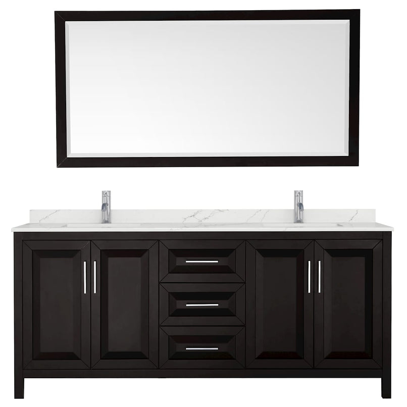 Daria 80" Free Standing Double Basin Vanity Set with Cabinet, Quartz Vanity Top, and Framed Mirror - image 10