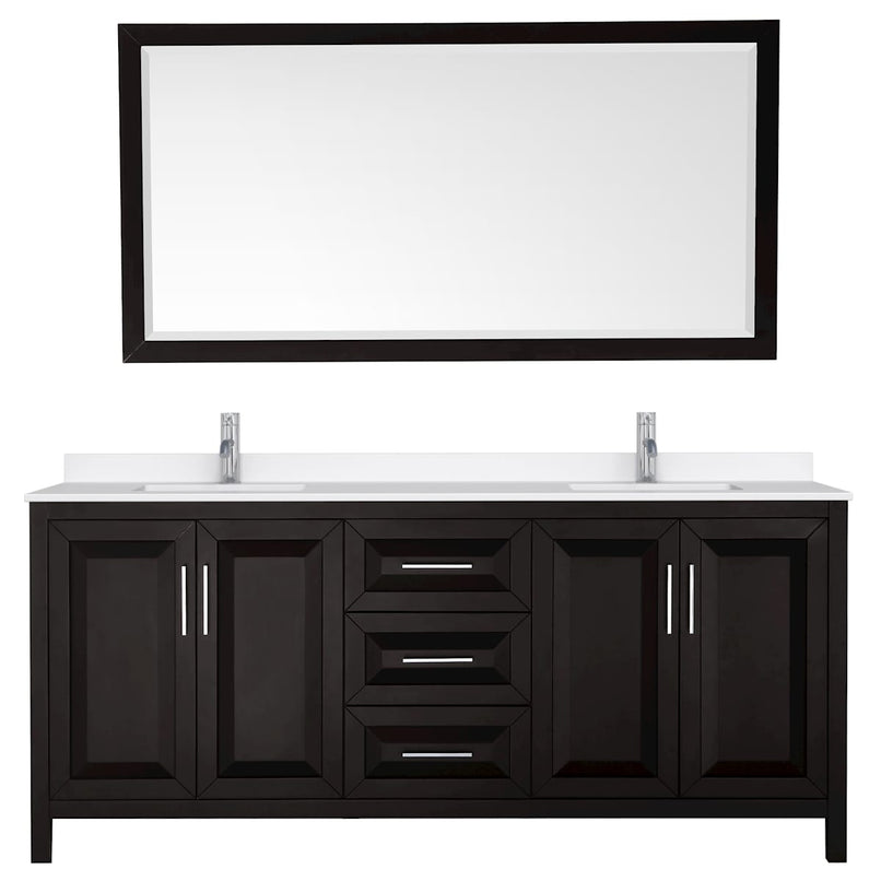 Daria 80" Free Standing Double Basin Vanity Set with Cabinet, Quartz Vanity Top, and Framed Mirror - image 12