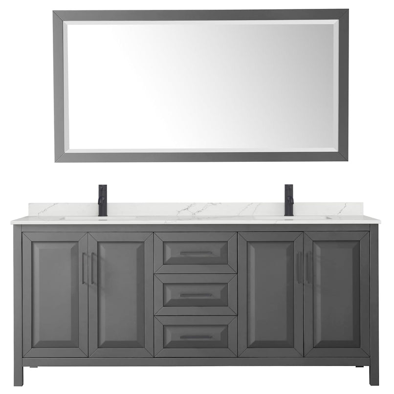 Daria 80" Free Standing Double Basin Vanity Set with Cabinet, Quartz Vanity Top, and Framed Mirror - image 14