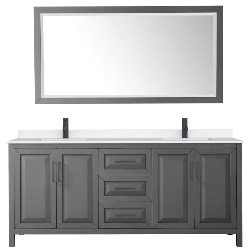 Daria 80" Free Standing Double Basin Vanity Set with Cabinet, Quartz Vanity Top, and Framed Mirror - image 16