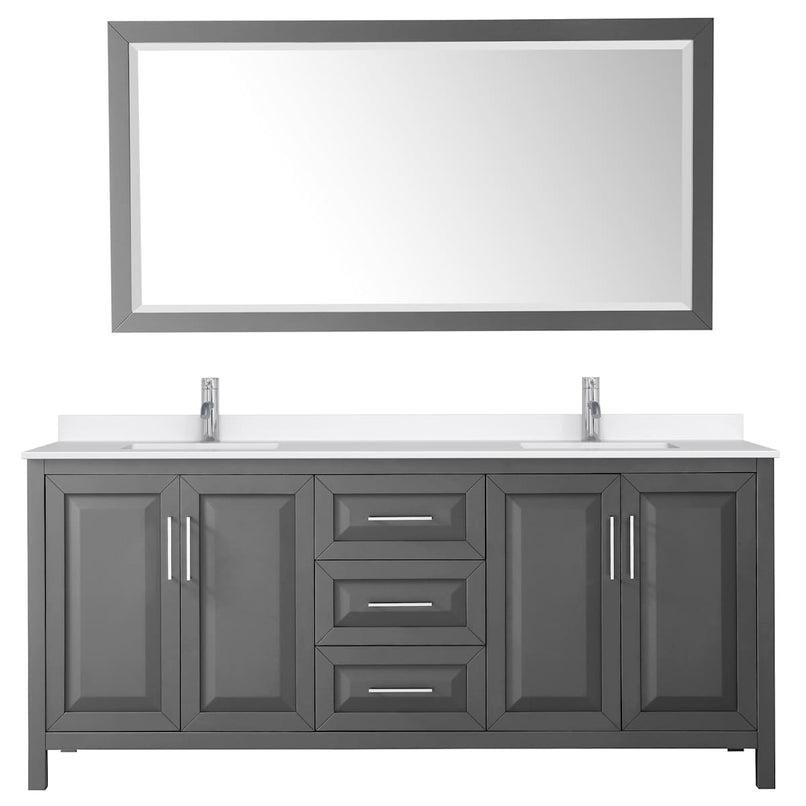 Daria 80" Free Standing Double Basin Vanity Set with Cabinet, Quartz Vanity Top, and Framed Mirror - image 17