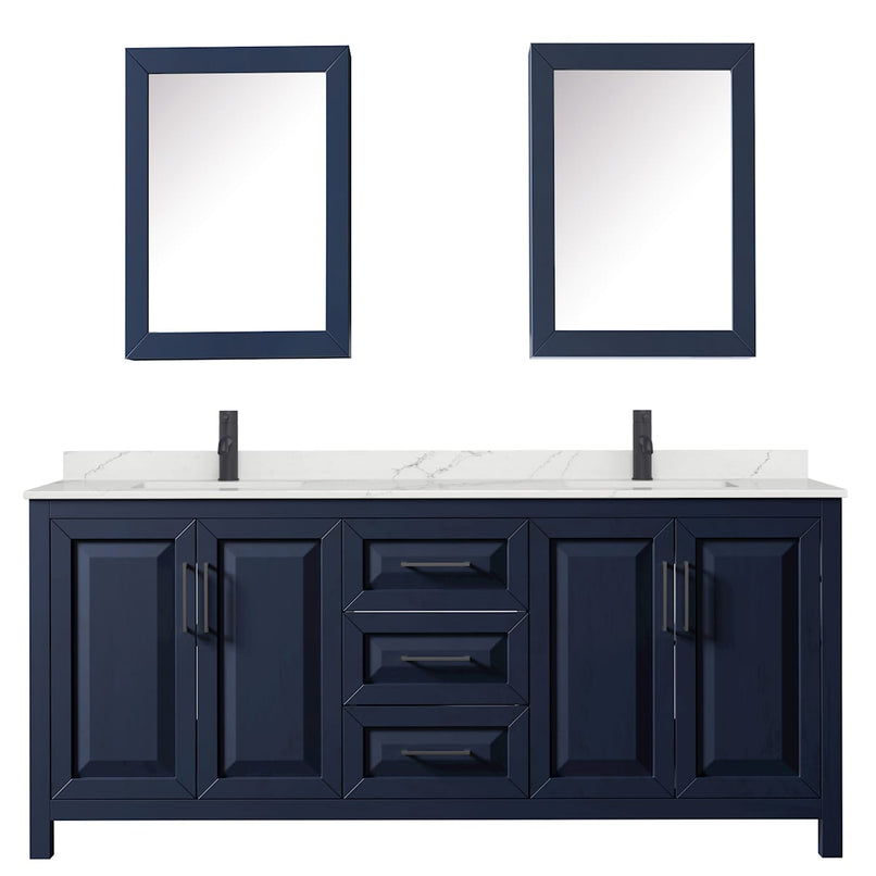 Daria 80" Free Standing Double Basin Vanity Set with Cabinet, Quartz Vanity Top, and Medicine Cabinet - image 3