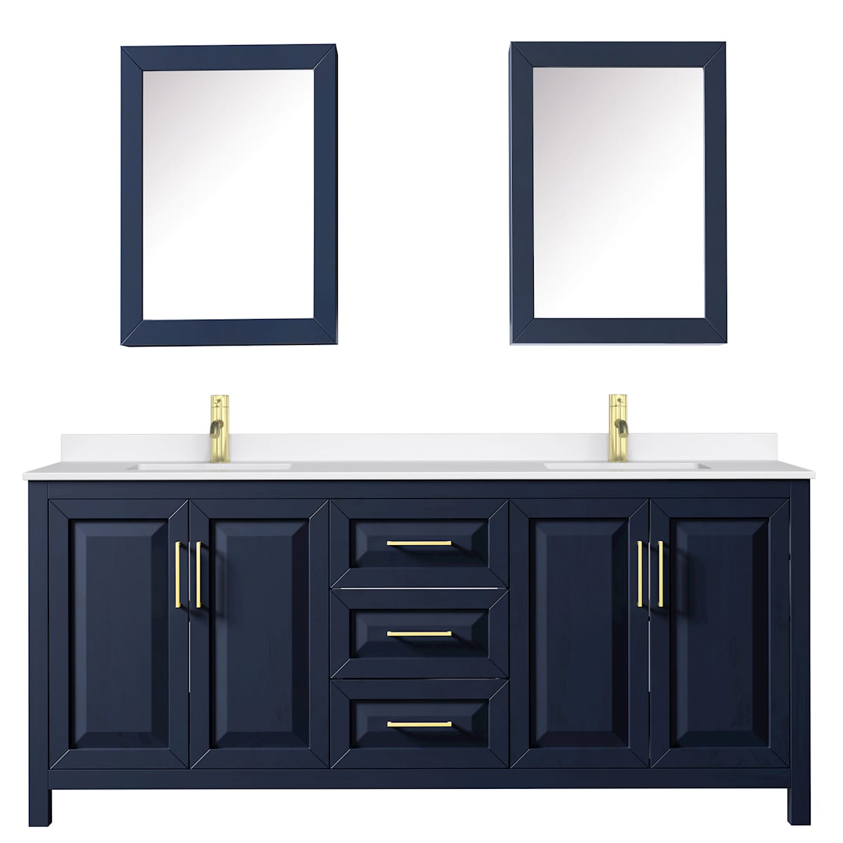 Daria 80" Free Standing Double Basin Vanity Set with Cabinet, Quartz Vanity Top, and Medicine Cabinet
