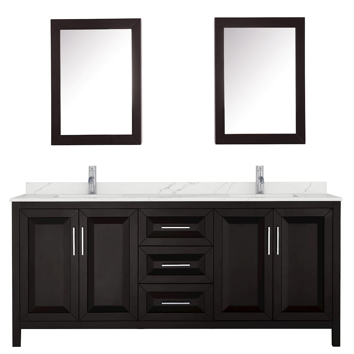 Daria 80" Free Standing Double Basin Vanity Set with Cabinet, Quartz Vanity Top, and Medicine Cabinet - image 10