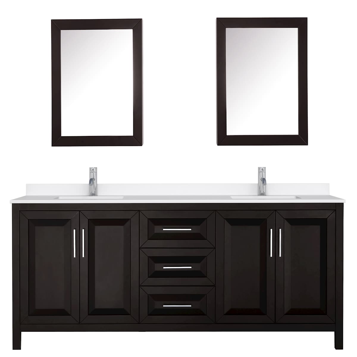 Daria 80" Free Standing Double Basin Vanity Set with Cabinet, Quartz Vanity Top, and Medicine Cabinet