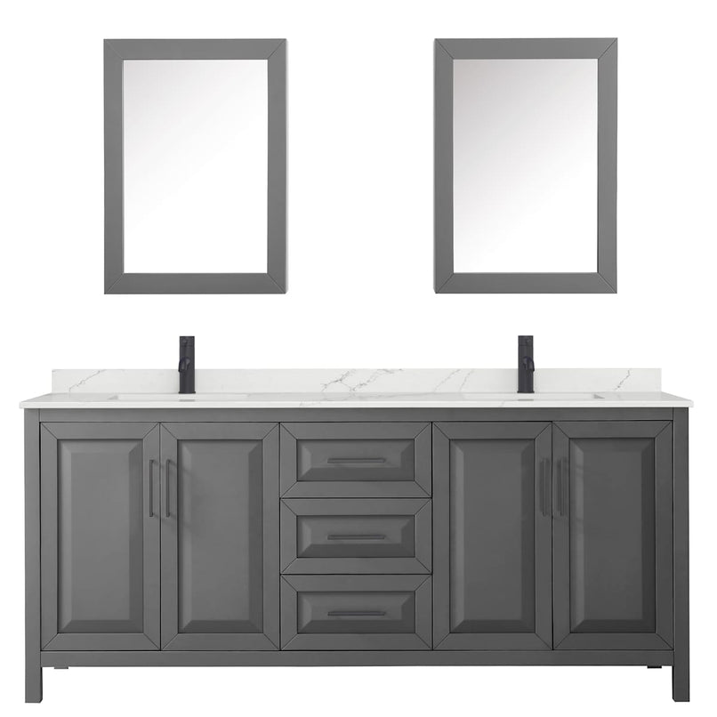 Daria 80" Free Standing Double Basin Vanity Set with Cabinet, Quartz Vanity Top, and Medicine Cabinet - image 14