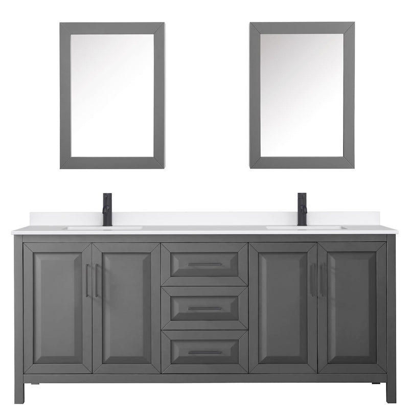 Daria 80" Free Standing Double Basin Vanity Set with Cabinet, Quartz Vanity Top, and Medicine Cabinet - image 16