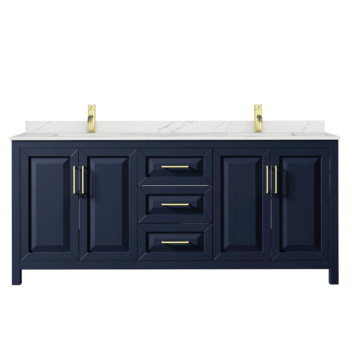 Daria 80" Free Standing Double Basin Vanity Set with Cabinet and Quartz Vanity Top