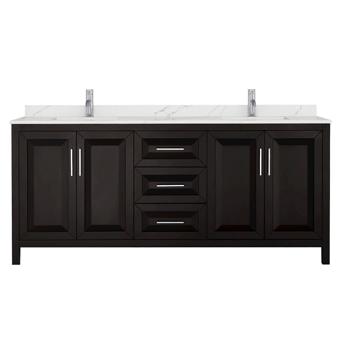 Daria 80" Free Standing Double Basin Vanity Set with Cabinet and Quartz Vanity Top