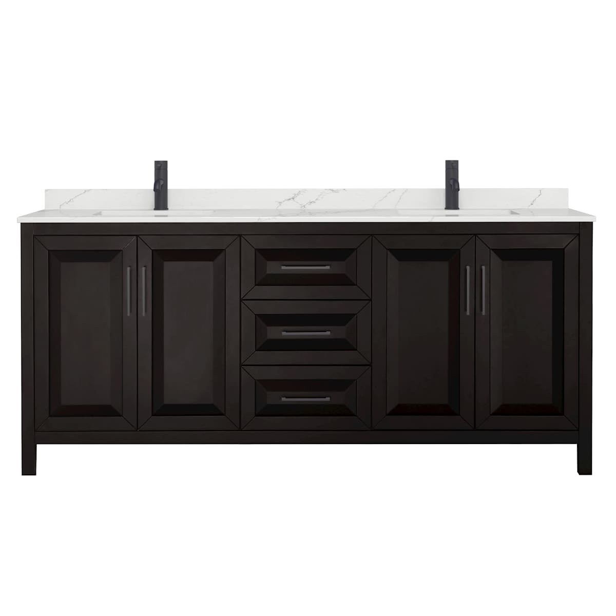 Daria 80" Free Standing Double Basin Vanity Set with Cabinet and Quartz Vanity Top