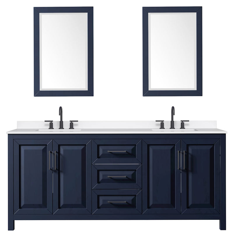 Daria 80" Free Standing Double Basin Vanity Set with Cabinet, Quartz Vanity Top, and Framed Mirror - image 8
