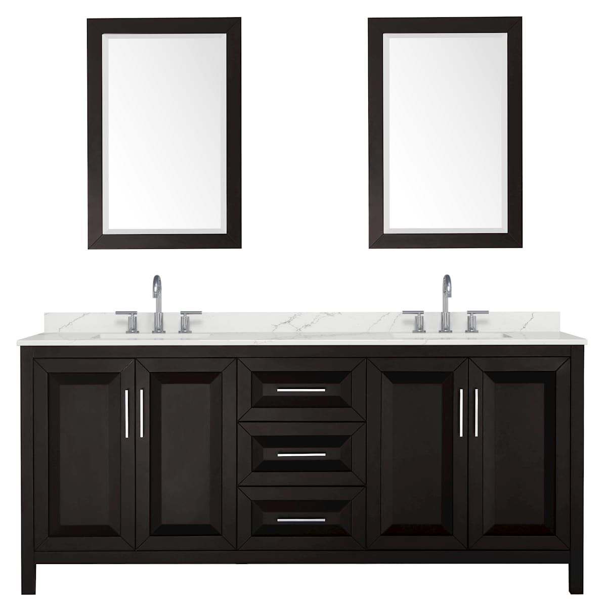 Daria 80" Free Standing Double Basin Vanity Set with Cabinet, Quartz Vanity Top, and Framed Mirror - image 9