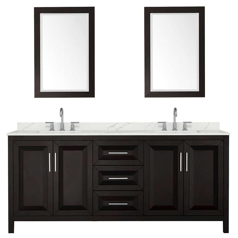 Daria 80" Free Standing Double Basin Vanity Set with Cabinet, Quartz Vanity Top, and Framed Mirror - image 9