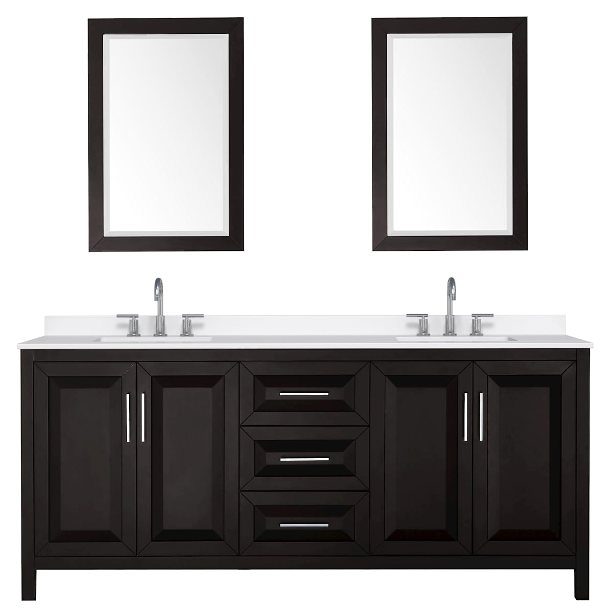 Daria 80" Free Standing Double Basin Vanity Set with Cabinet, Quartz Vanity Top, and Framed Mirror - image 11