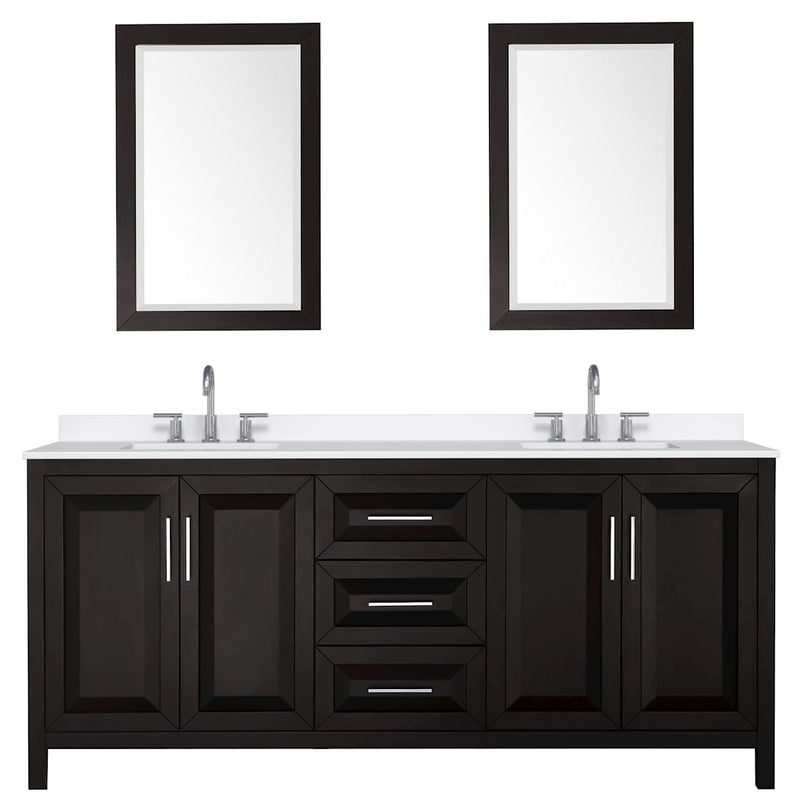 Daria 80" Free Standing Double Basin Vanity Set with Cabinet, Quartz Vanity Top, and Framed Mirror - image 11