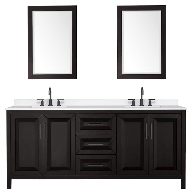 Daria 80" Free Standing Double Basin Vanity Set with Cabinet, Quartz Vanity Top, and Framed Mirror - image 12