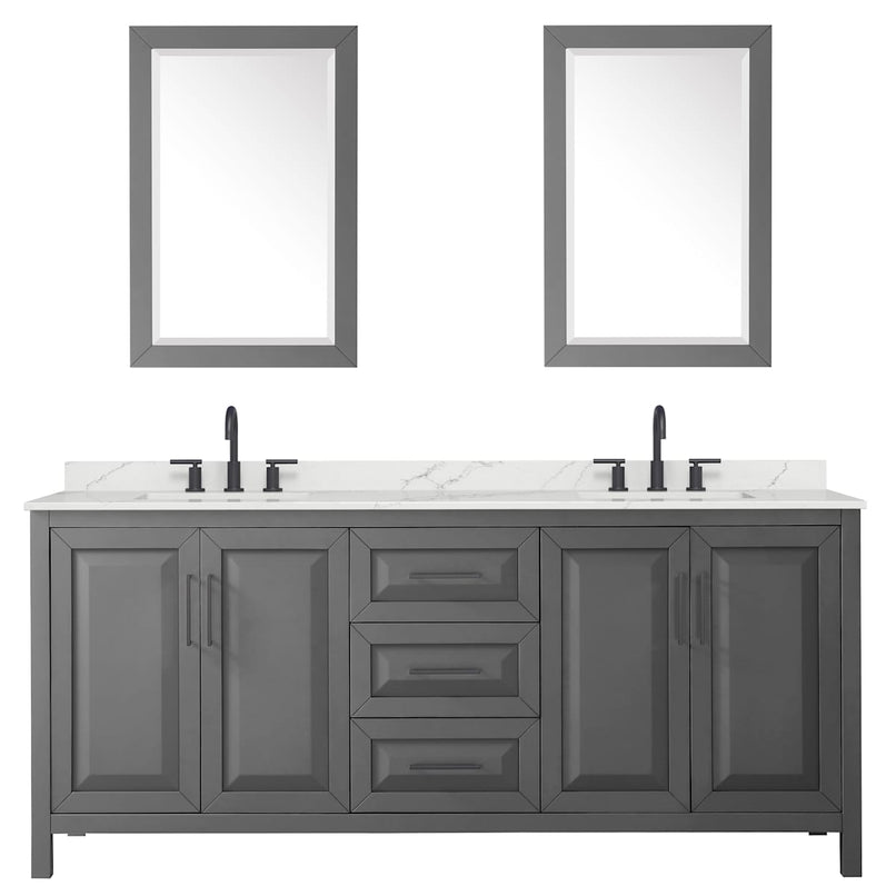 Daria 80" Free Standing Double Basin Vanity Set with Cabinet, Quartz Vanity Top, and Framed Mirror - image 13