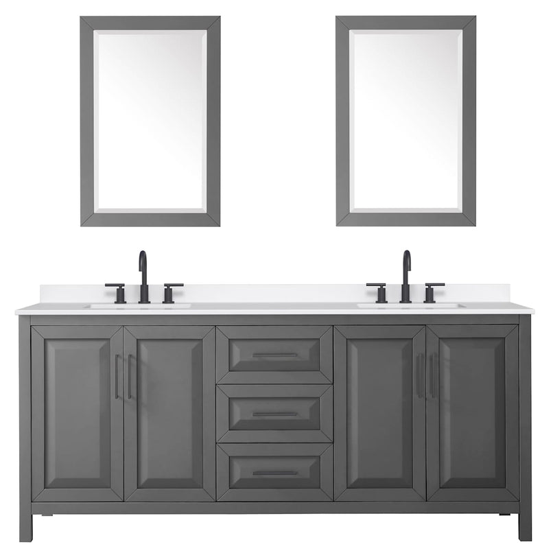 Daria 80" Free Standing Double Basin Vanity Set with Cabinet, Quartz Vanity Top, and Framed Mirror - image 15