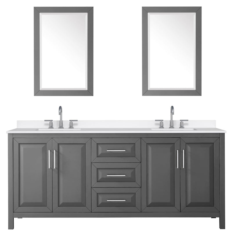 Daria 80" Free Standing Double Basin Vanity Set with Cabinet, Quartz Vanity Top, and Framed Mirror - image 16